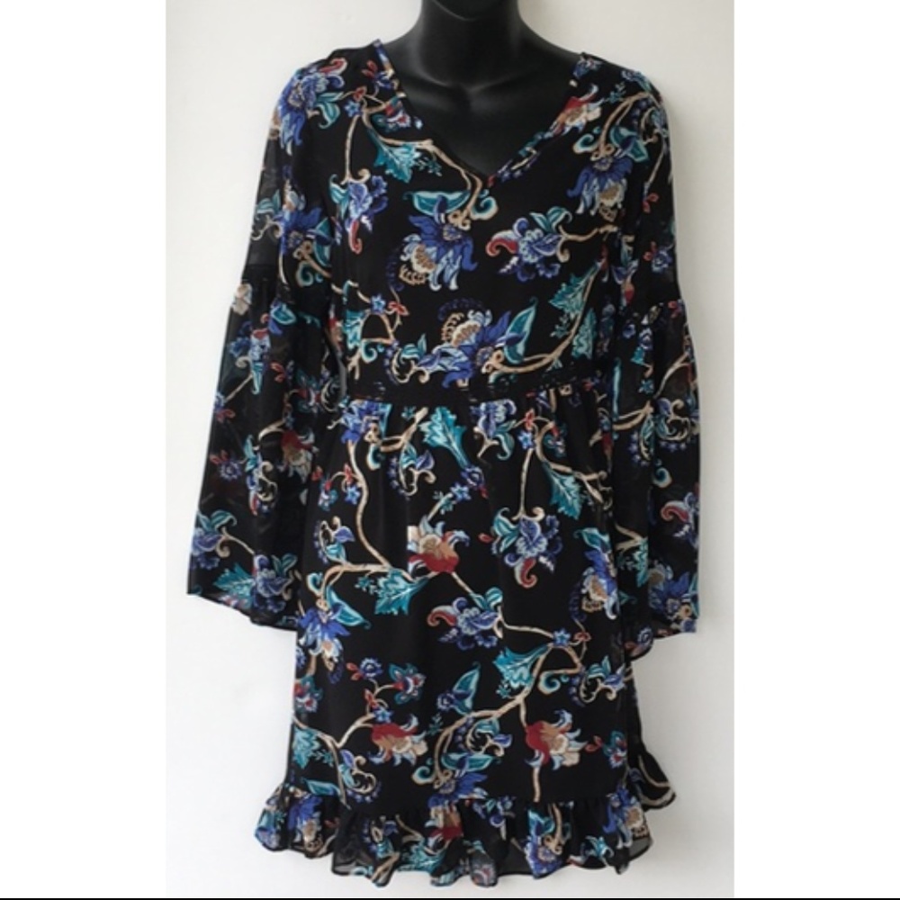 White House Black Market Floral Ruffle Dress